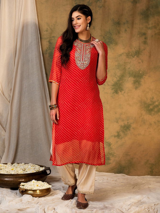 2429 Indo Era Gotta Patti Georgette Kurtis Wholesale market In Surat With Price